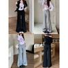 Idle Style High Waist Casual Pants for Women Sexy Smooth Micro-Flared Pants Autumn Slimming Easiest for Match Mop Pants Gray Pants