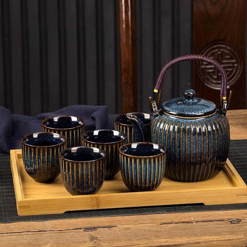 ChineseTea Sets - White Porcelain Tea Set with 1 Teapot Set, 6 Tea Cups, 1 Tea Tray, 1 Stainless Infuser, Minimalist Household Tea-things