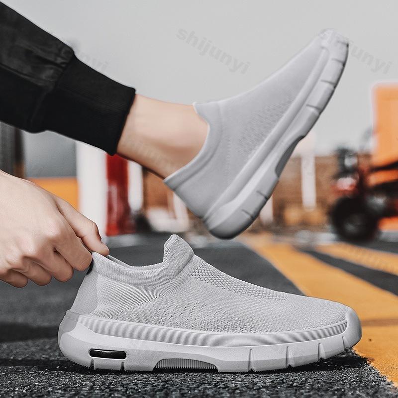 Fashion Men's Shoes 2024 Fashion Knitted Mesh Breathable Casual Shoe Slip on Platform Men Sneakers Versatile Shoes Zapatillas Hombre