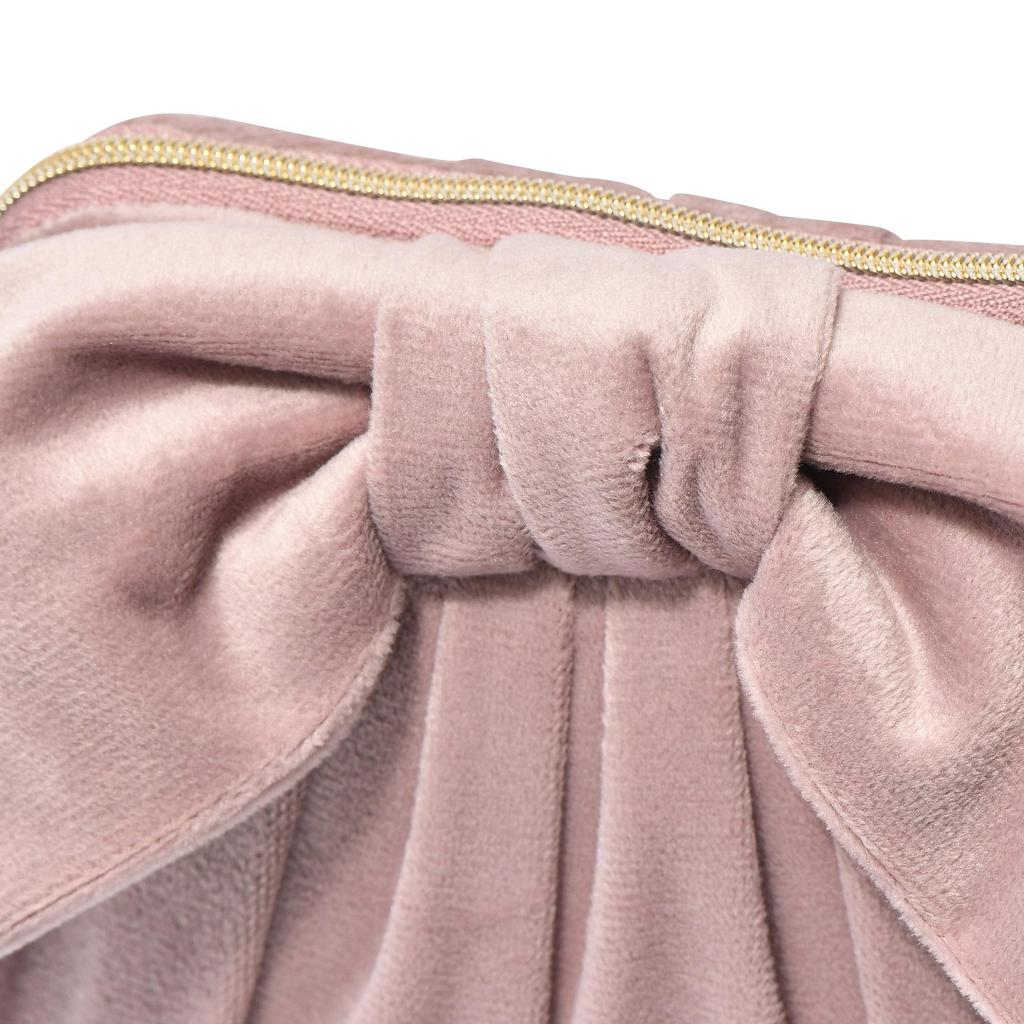 Francfranc Velvet Ribbon Stand Freestanding Cosmetic Makeup Storage Pouch, Pink, Stand-Up Style, Pouch,