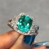 Huitan Gentle CopperColor Women Ring Inlaid Sparkling Green Cubic Zirconia Trendy Wedding Engagement Luxury Accessories Jewelry