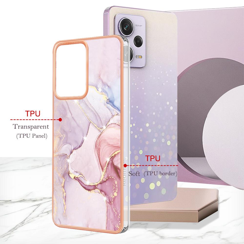 For Xiaomi Poco X5 Pro 5G/Redmi Note 12 Pro Speed 5G/Note 12 Pro 5G TPU Case with IMD Marble Pattern Electroplated Back Cover