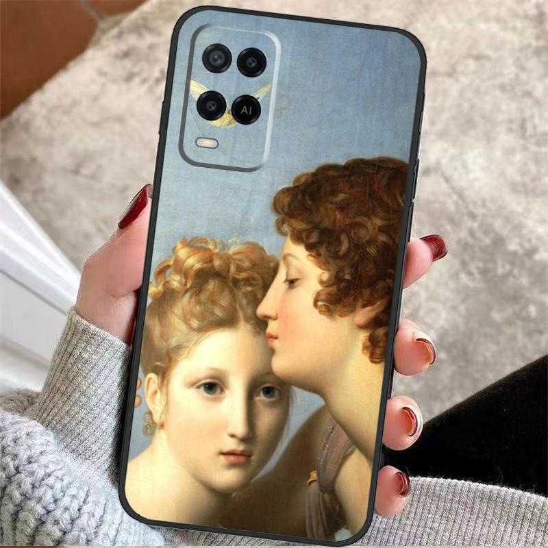 Angel Cupid Art Paint Case For Oppo A57 A17 A77 A40 A78 A54 A74 A94 A76 A16 A96 A18 A60 A80 A38 A58 A98 A15 A5 Pro