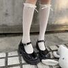 Women's Spring and Summer Ribbon Bow Ballet Style Breathable Lace Lace Mid Calf Socks