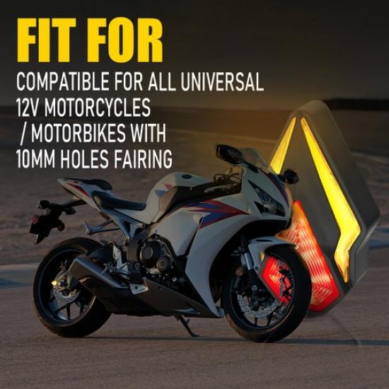 2PCS Motorcycle Led Turn Signal Indicator Amber Lights Lamp Universal Sequential