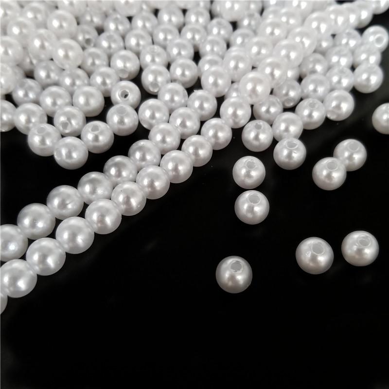 Straight-Hole White Imitation Pearl Beads, Shoe, Bag, Clothing Decoration Accessories,DIY Handmade Bead Jewelry Materials