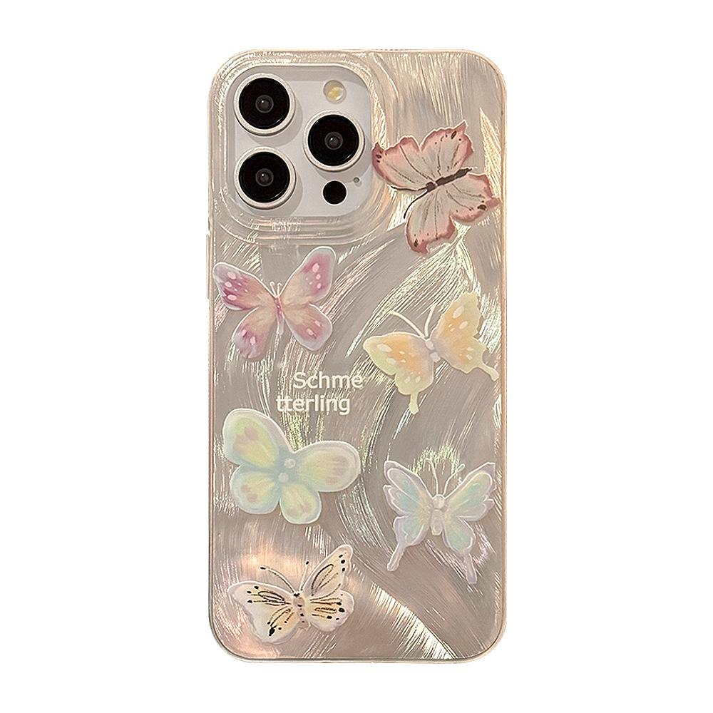 Colorful Dreamy Butterfly Phone Case Suitable for Apple 15promax Feather Iphone13 Anti Fall 16 High End Sense