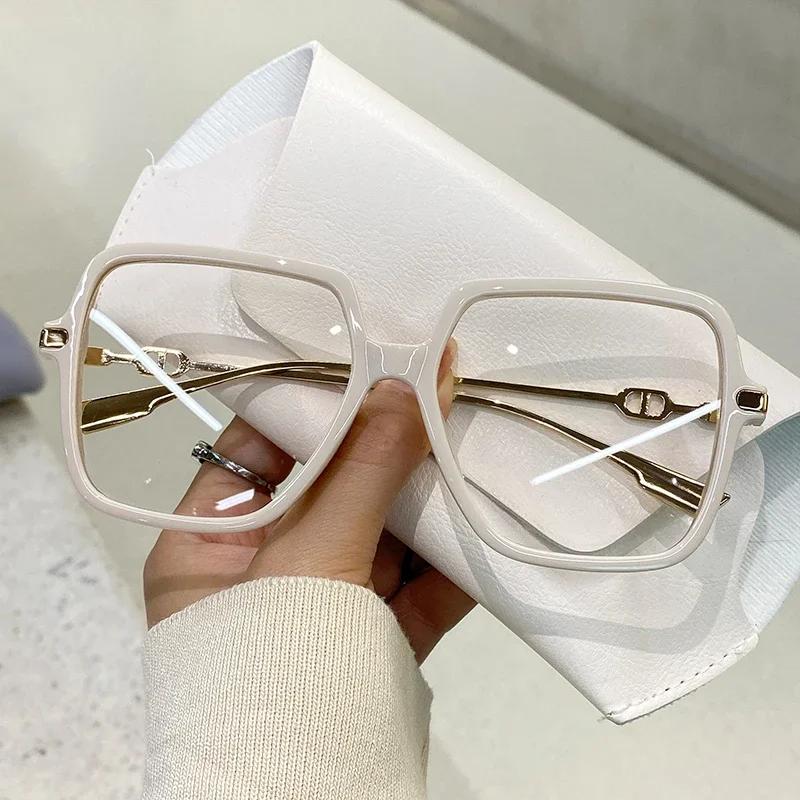 New Big Frame Blue Light Blocking Glasses Female Fashion Stylish Men Trend Brand Design Computer Protecting Eyewear