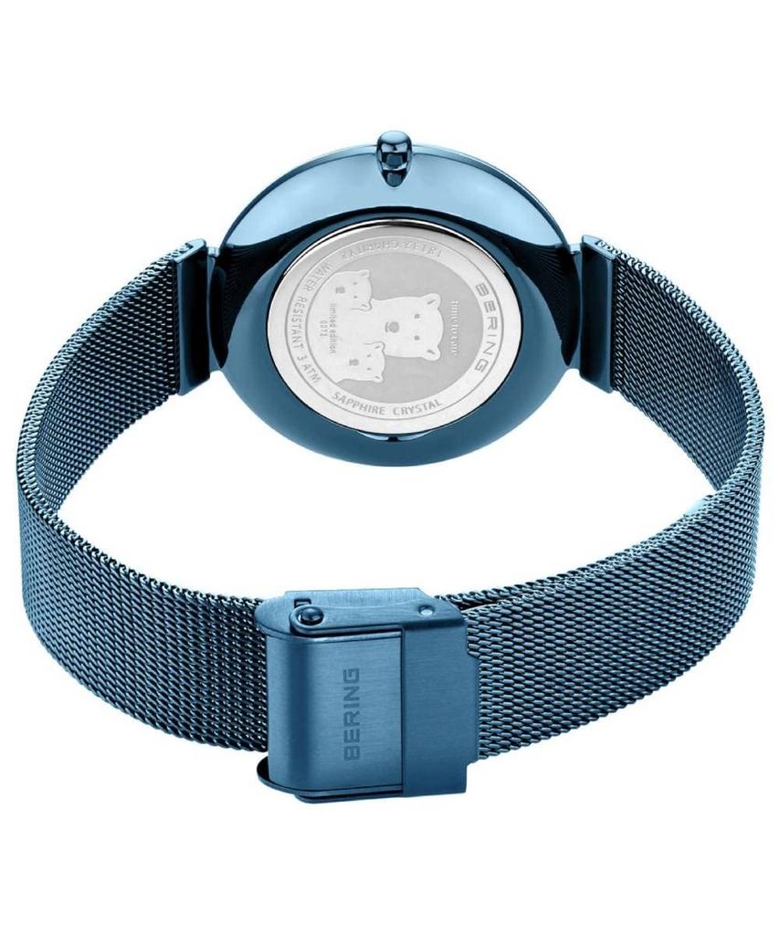 BERING Saat Hayır Modeli Quartz Mavi Paslanmaz Çelik Hasır Kordon Bakım Zamanı Orijinal İthal Ürün 3 Yıl Dahili Garanti Safir Cam