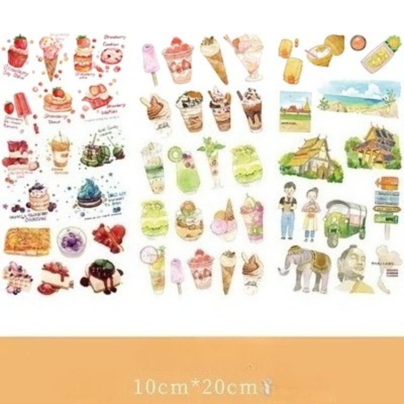 3Pcs Cartoon Flower and Leaf Stickers DIY Diary Stickers Scrapbook Cute Stationery Diary Supplies Material Decoration Stickers