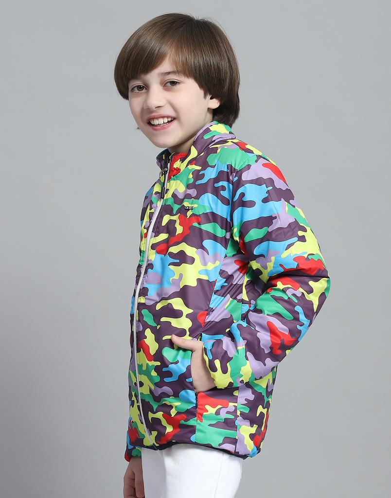 Monte Carlo Boys Solid Blue Mock Neck Full Sleeve Jacket