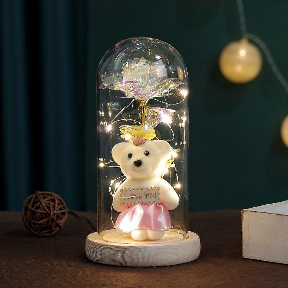 Glass Cover Gift Box Little Bear Rose