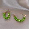 2022 Trendy Light Luxury Green Stud Hoop Earrings for Women
