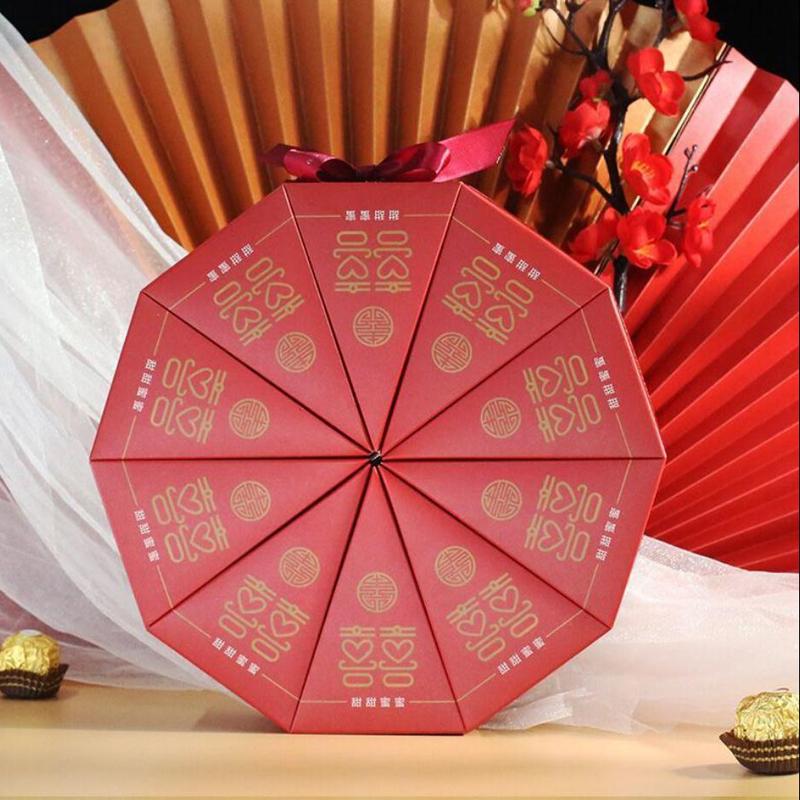 10 PCS/Lot Triangle Shape Wedding Party Favor Boxes Creative Chocolate Candy Storage Packaging Boxes Cake-shaped Sugar Boxes