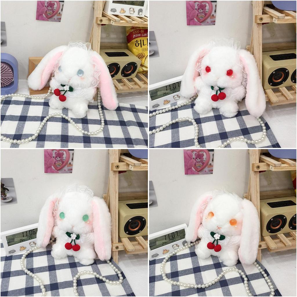 Kawaii Bunny Plush Small Bag With Inner Zipper Pocket For Street Fashion