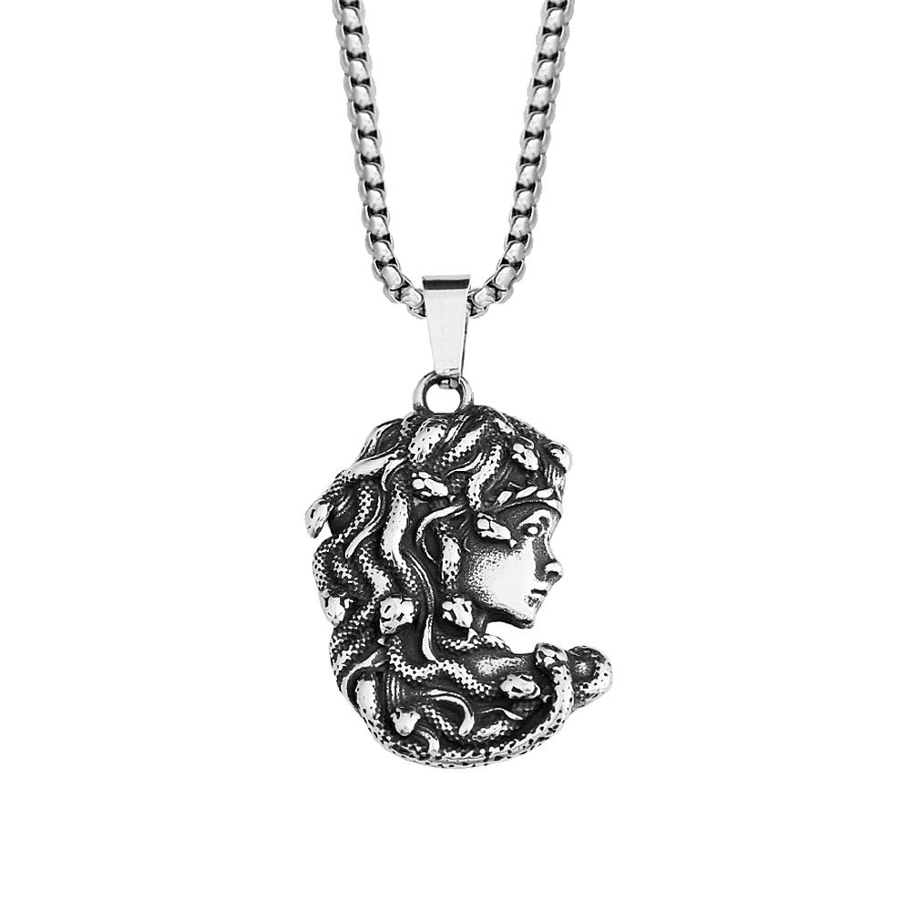 Collana con Ciondolo Medusa Classico Gotico per Uomo Donna Acciaio Inossidabile Vintage Serpente Animale Accessori Regalo per Feste Gioielli alla Moda