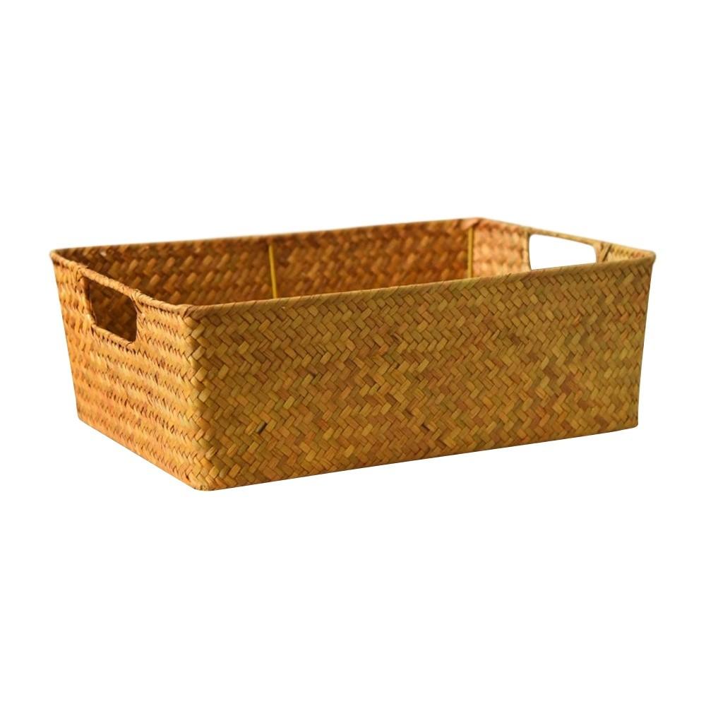 Con Asas Cesta de Almacenamiento de Ratán Ratán Natural Tejido Contenedor de Almacenamiento Organización de Cocina