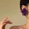 French Style Floral Stud Earrings Cloth Drop Earrings Elegant Rose Flower Earrings  Girls