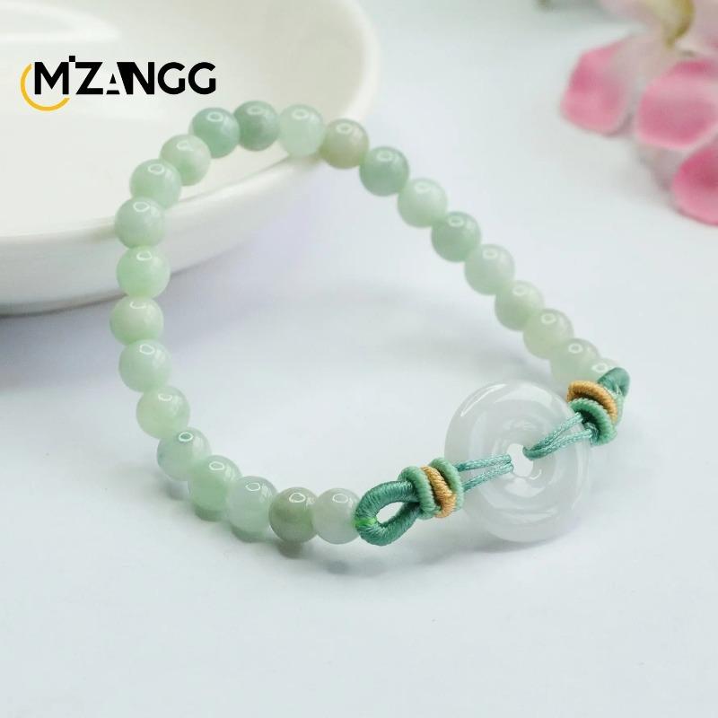Natural Myanmar Jadeite Bracelet Peace Buckle Jade Beads String Exquisite Fashion Jewelry Lucky Charms for Men and Women Gifts