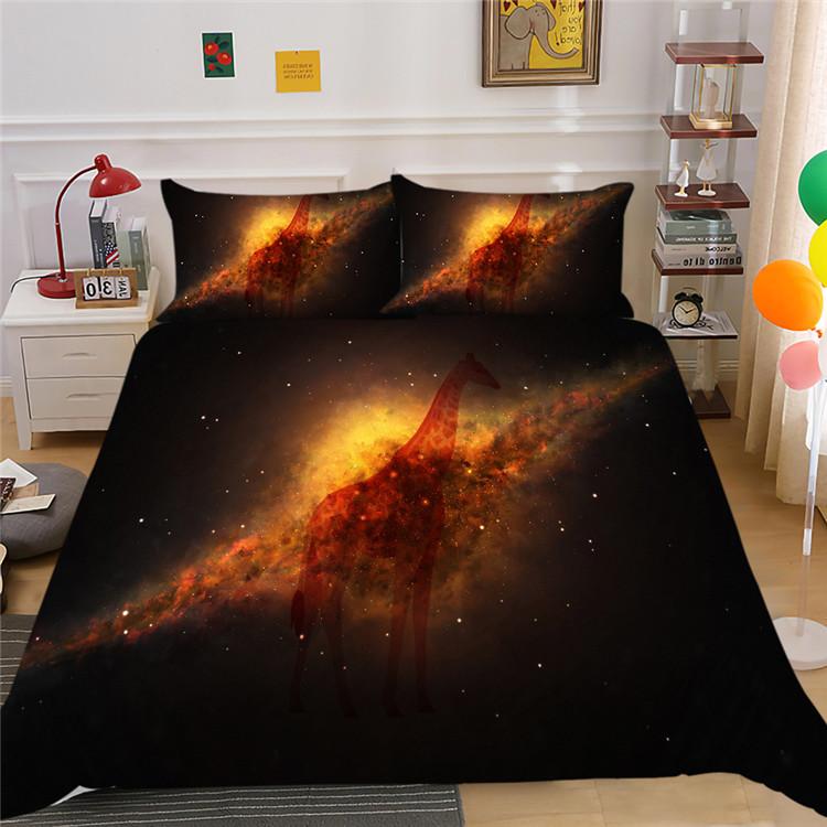 Galaxy Duvet Cover Set Animals Pattern Zebra Butterfly Rabbit King Size Comforter Cover For Kid Teen Adult Polyester Bedding Set