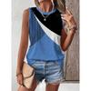 Summer color splicing 3D printing women's fashionable O-neck vest
