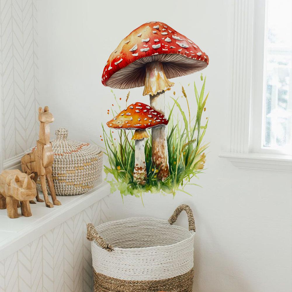 Cute Big Mushroom Grass Wall Sticker Self-Adhesive Removable for Bedroom Home Decor Art
