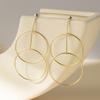 Modern Brass Geometric Circle Earrings Double Hoops Elegant Jewelry Fashion