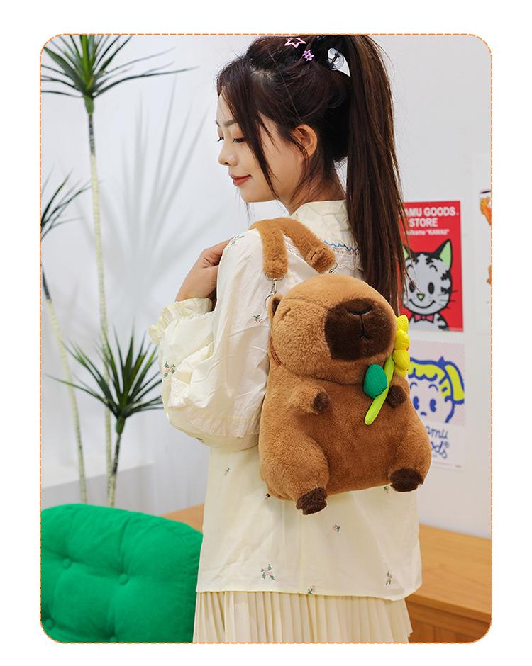 Cute Capybara Backpack Plush Toy Doll Stuffed Animal Gift for Girls' Birthday