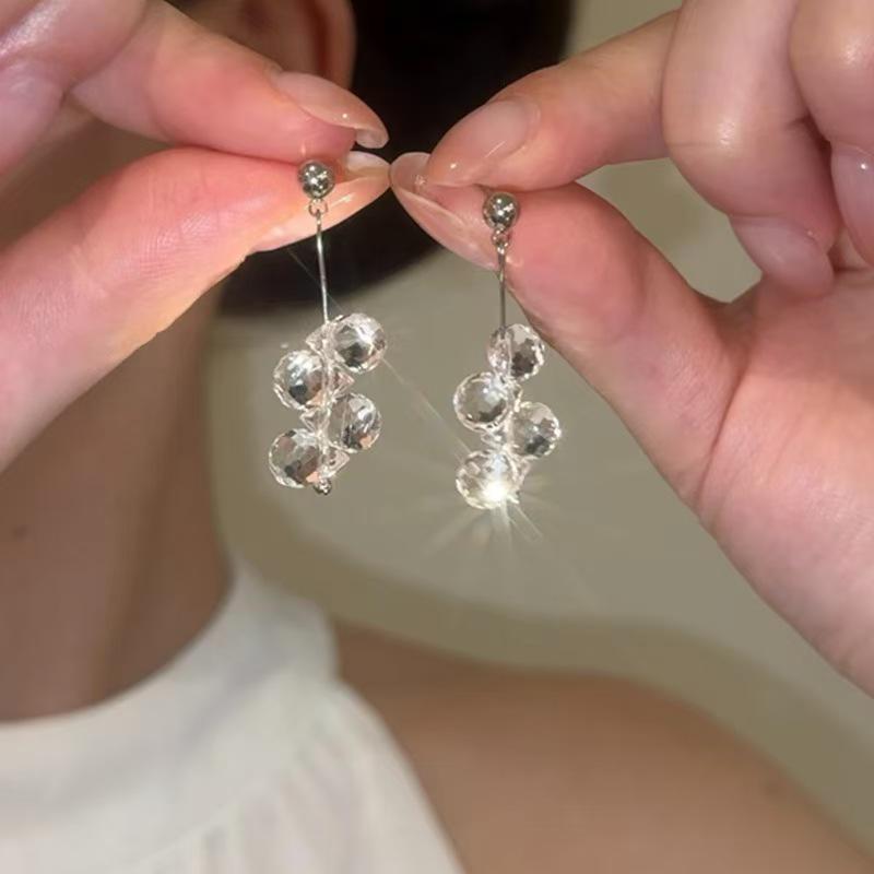 

Прозрачные серьги-кисточки из хрустальных шариков с серебряной иглой S925 - Женский шикарный и простой дизайн в крутом стиле