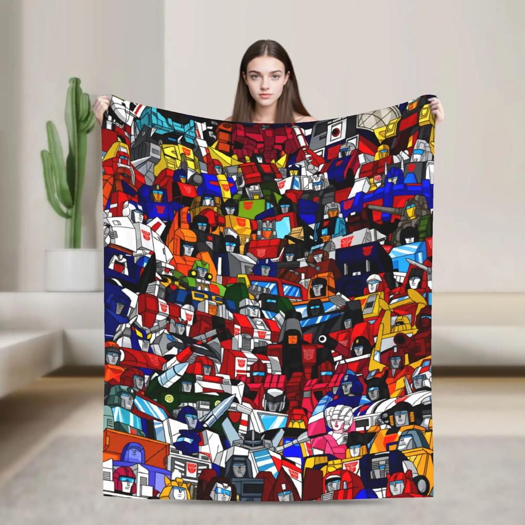 Warm Soft Blanket Travel Office Cartoon T-Transformers Autobots Bedding Throws Anime Flannel Bedspread For Couch Sofa Bed Cover