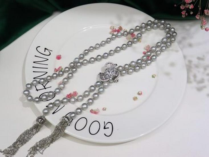 046 Elegant Freshwater Pearl Necklace with Camellia Clasp