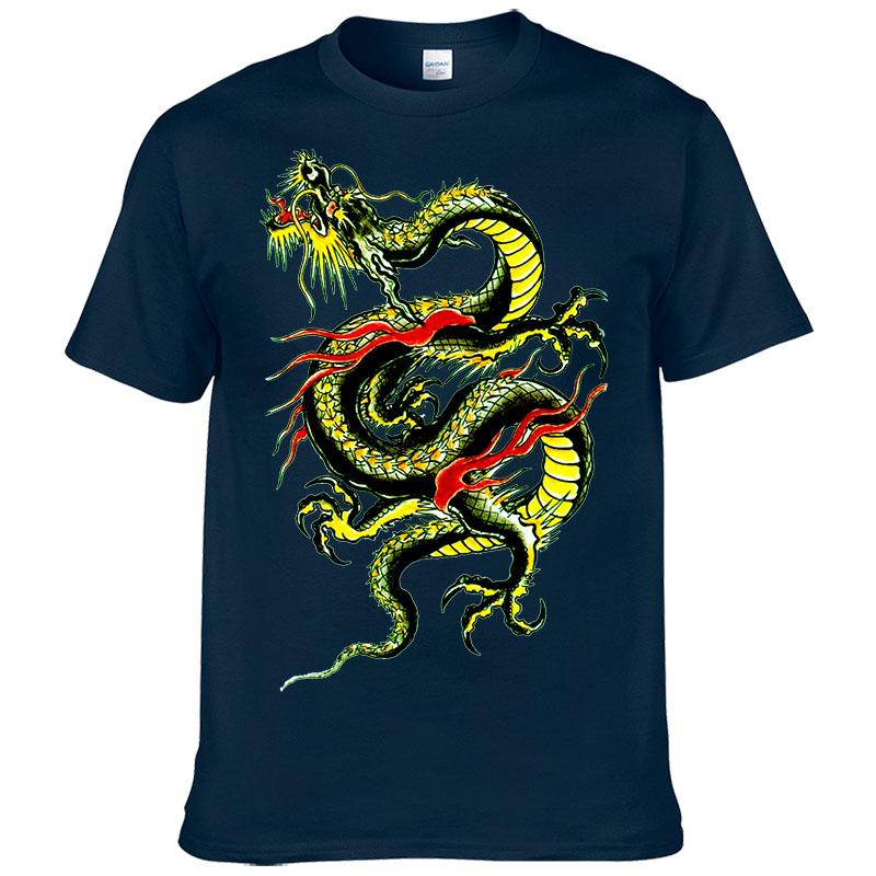 Streetwear Kurzarm T-Shirt Herren Sommer Baumwolle Druck Drachen T-Shirt Mode Lässig Harajuku Kleidung Kleidung F195