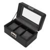 3 Grids Watch Display Case PU Leather Space Saving Single Layer Watch Storage Box for Watch Jewelry