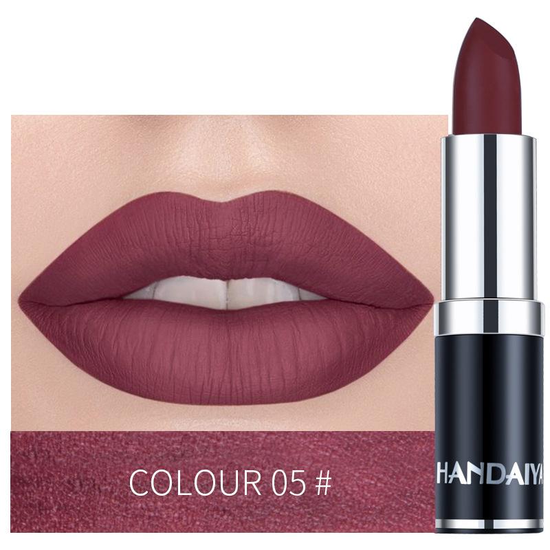 Handaiyan Sexy Nude Red Brown Purple Lipgloss Matte Lip Gloss Velvety Lipstick Matte Waterproof Makeup Long Lasting Cosmetic