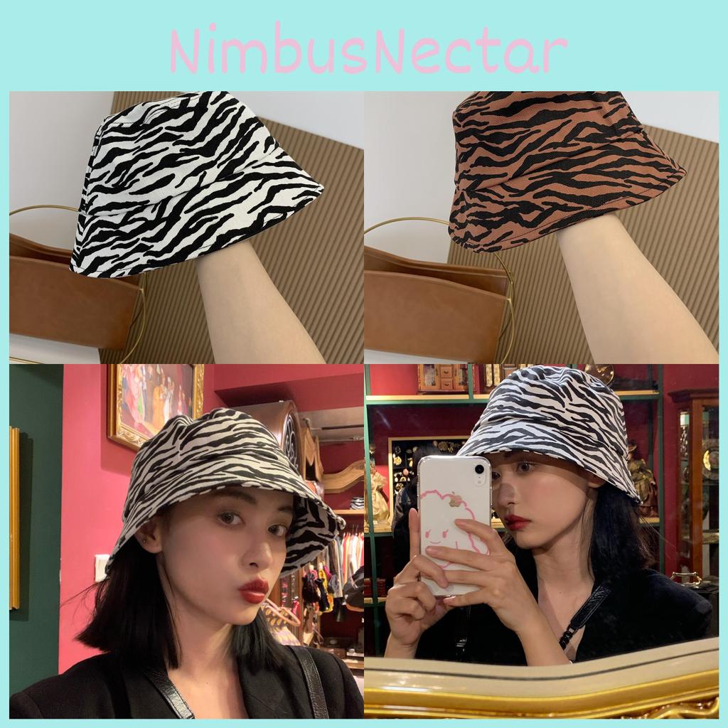 Fashionable Zebra Pattern Bucket Hat For Women Breathable Cotton Sun Hat Protection