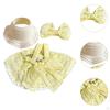 3 Pieces Dolls Dress with Hat Bow Hairpin Outfits Handmade Clothing for 15-17cm