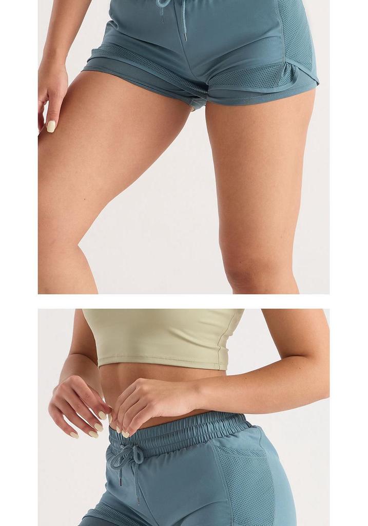 Women's Quick-Dry Mesh Yoga Shorts - Two-Piece, Anti-Exposure Design