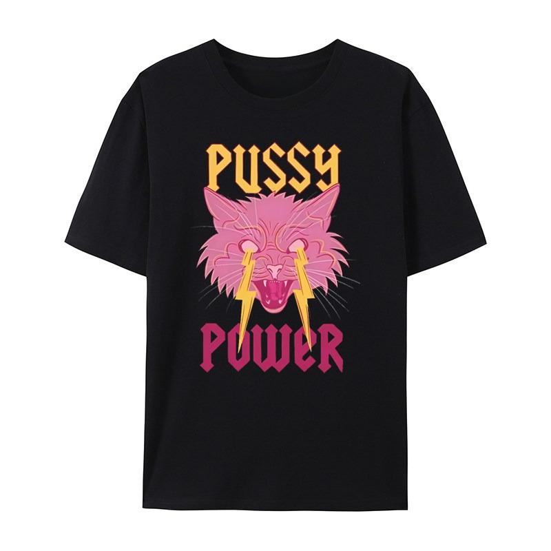 

Trendy Classic Hiphop Lightning Cat Casual Tshirt Mens and Womens Luxury Brand Top S