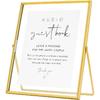 Calculs Wedding Inspo Audio Guest Book Gold Sign Holder Welcome Sign for Photobooth Metal Glass Picture Floating Frames 10x8inches for Party Table