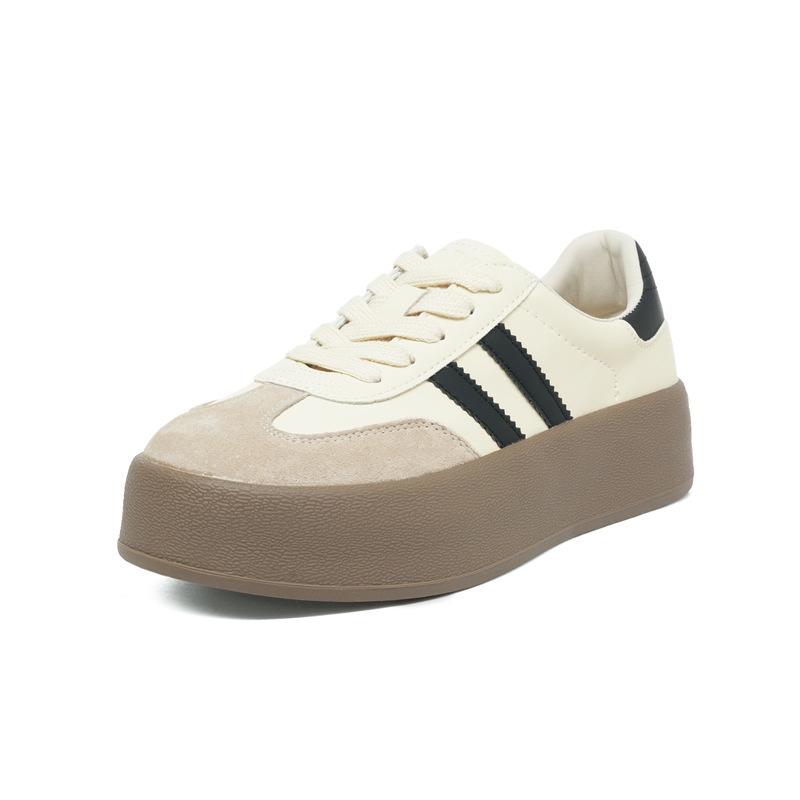 Thick-soled Versatile Sports and Leisure Bread Leather Little White Shoes Women's Board Shoes New Breathable Summer Increase Spring