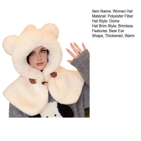 Women Hat Knitted Windproof Warm Elastic Solid Color Thermal Winter Hat Hiking Outings Traveling Shopping Daily Wear