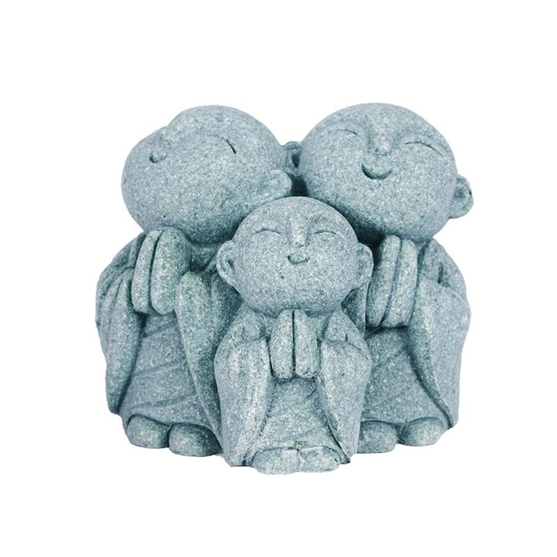 Garden Miniature Monk Sculpture Sandstone Praying Buddhas Figurine Aquariums Fish Tanks Decors For Shelf Desk Display