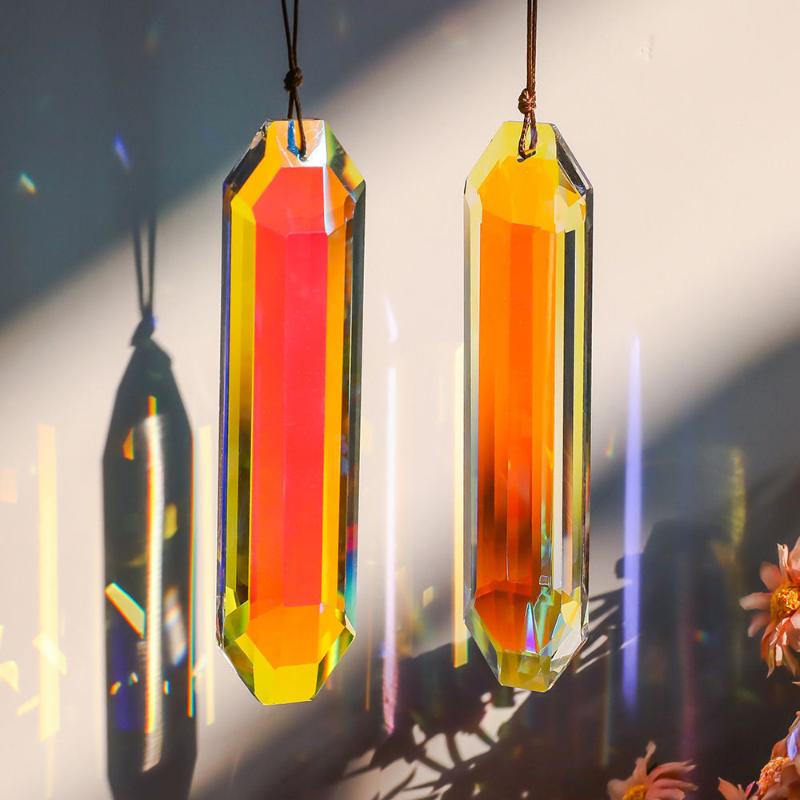 Crystal Prism Rainbow Maker Hanging Suncatcher Bright Color Artificial Decor for Outdoor Garden Yard Ornament
