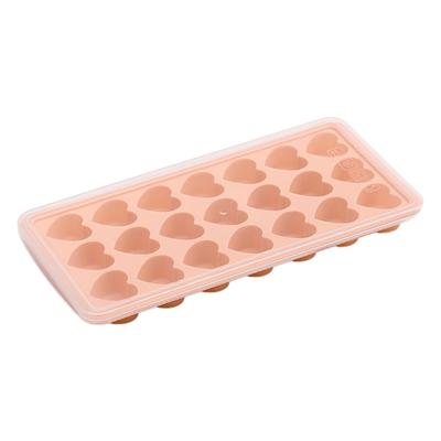 Bandejas para cubitos de hielo con forma de corazón, molde de silicona antiadherente reutilizable para hielo con tapa, apilable, apto para alimentos, libre de BPA, máquina para hacer cubitos de hielo