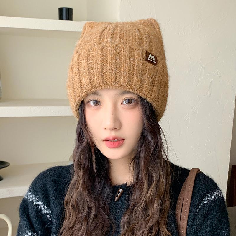 

Mom Middle-Aged And Elderly Hat Women Winter Warm Ear Protector Pullover Hat Plush Wool Hat Windproof Grandma Knitted Hat one size
