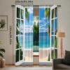 2Pcs Coastal Chic Beach Pattern Curtains Suitable For Bedroom Bathroom Living Room Dining Room Study Room Office A
