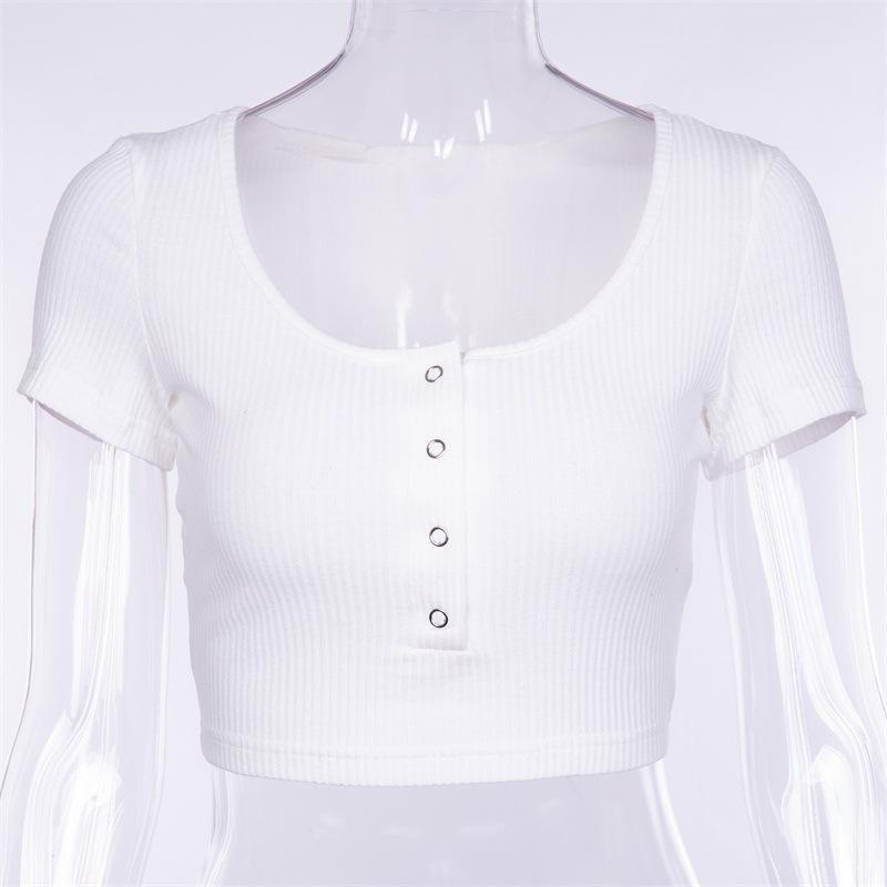 

Summer Women s Short Sleeve Multicolor Open Button T-Shirt L білий