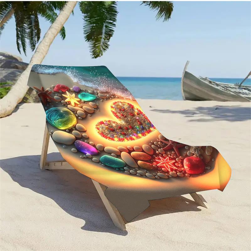 1PC Glowing Heart Beach Towel, Oversized Sandproof Towel for Women & Vacation