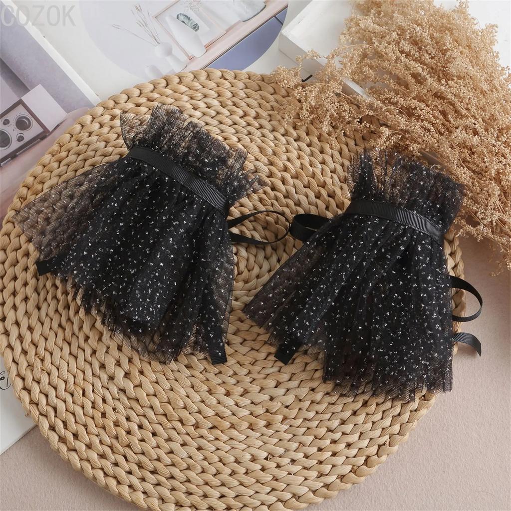Cross-border Pleated Mesh Lace Sleeves Women's Decorative Cuffs Replacement Fake Sleeves