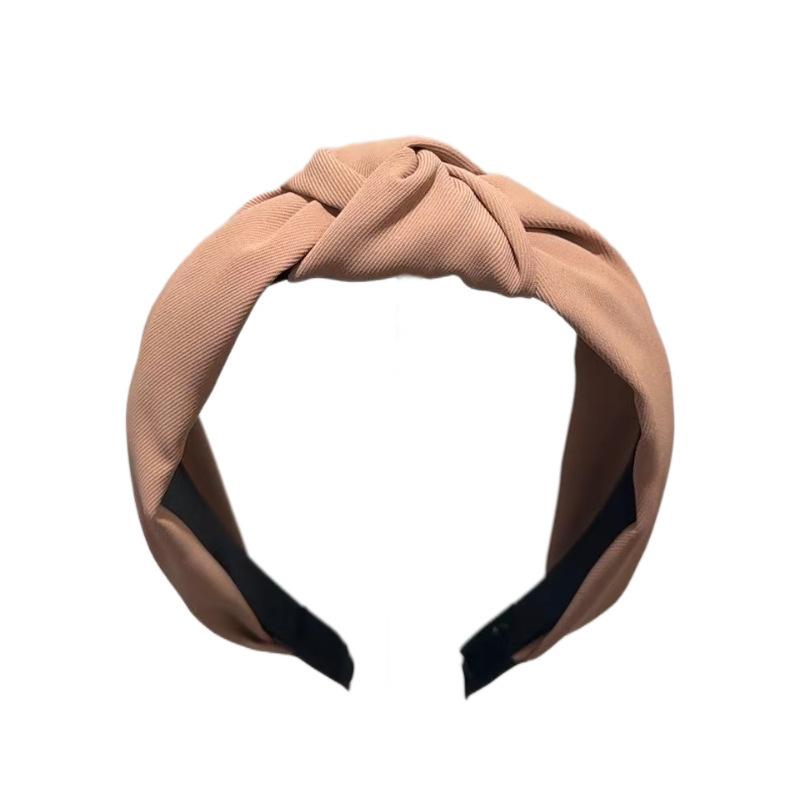 Cross-border European American Leopard Print Handmade Wide-Brimmed Headband Hair Accessories Solid Color Knotted High Top хаки